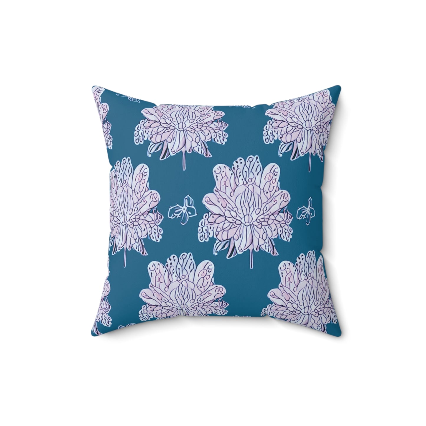 Lavender Floral Butterflies 16" x 16" Faux Suede Square Pillow