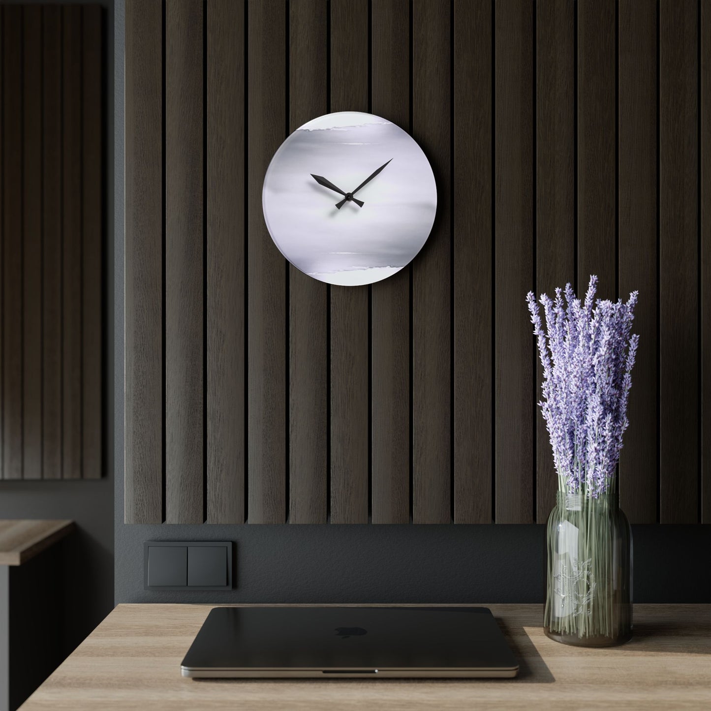 Sephia Sea Dark Fog Acrylic Wall Clock, Round or Square, 10.75" x 10.75"