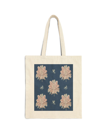 Rose White Floral Butterflies Cotton Canvas Tote Bag