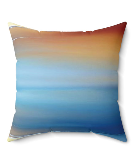 Blue Sea Red Orange Fog 20" x 20" Faux Suede Square Pillow