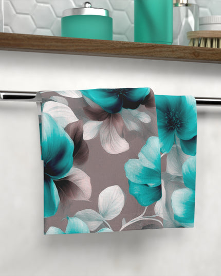 Tif Green Gray Floral Bunch Face Towel, 13" x 13"