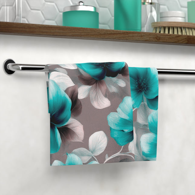 Tif Green Gray Floral Bunch Face Towel, 13" x 13"