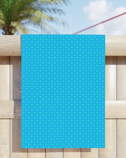 Blue Green Star-crossed Bodies Beach Towel, 24" x 44"