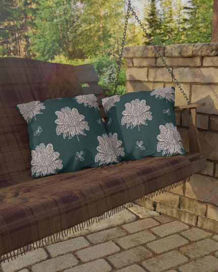 Soft White Floral Butterflies 18" x 18" Outdoor Pillow