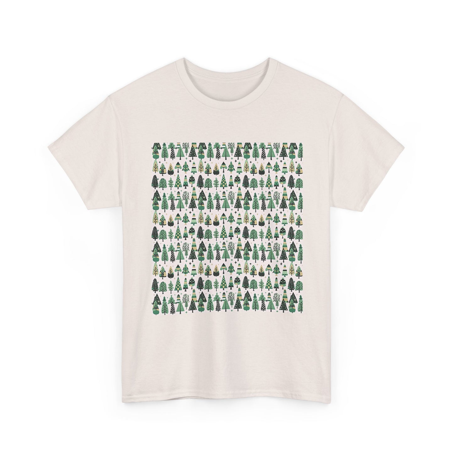 Mini Vintage Green Trees Unisex Heavy Cotton Tee, Medium