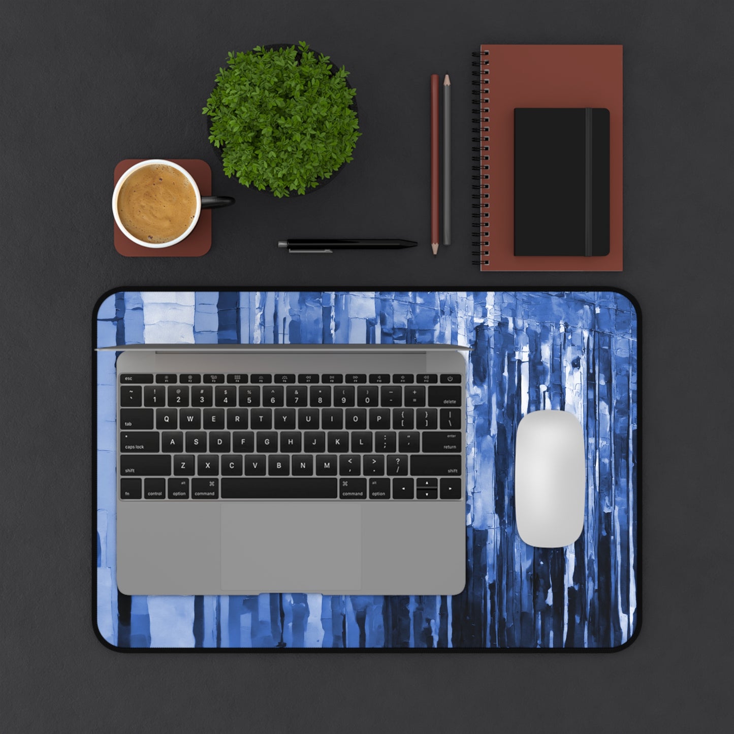 Striped Deep Blue 12" x 18" Desk Mat