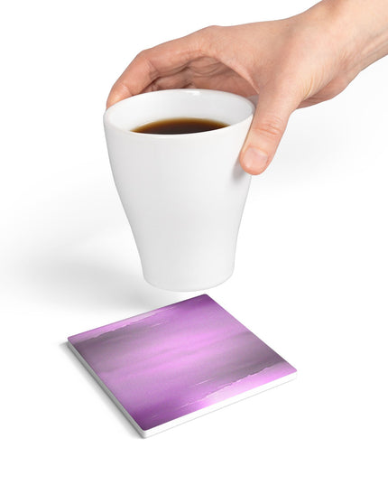 Dark Pink Sea Amethyst Fog 4" x 4" Square Ceramic Coaster