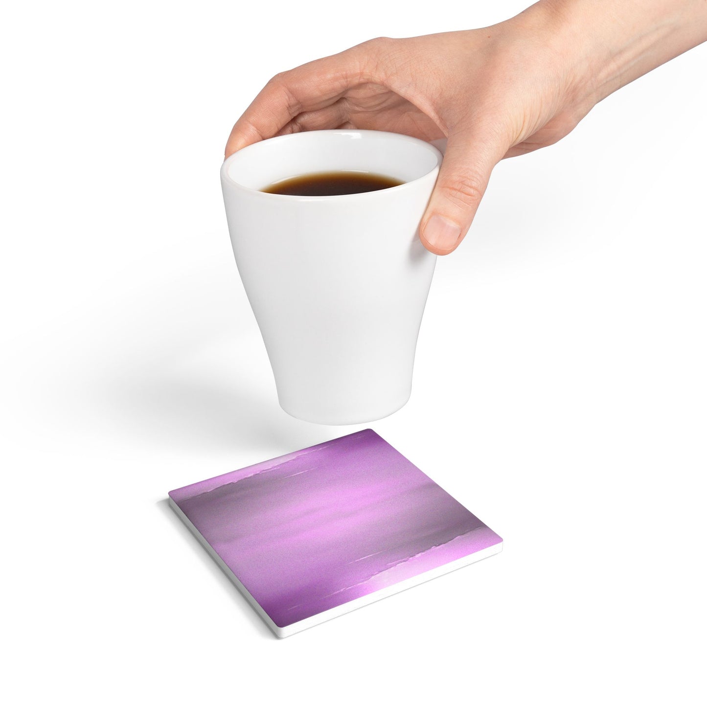 Dark Pink Sea Amethyst Fog 4" x 4" Square Ceramic Coaster