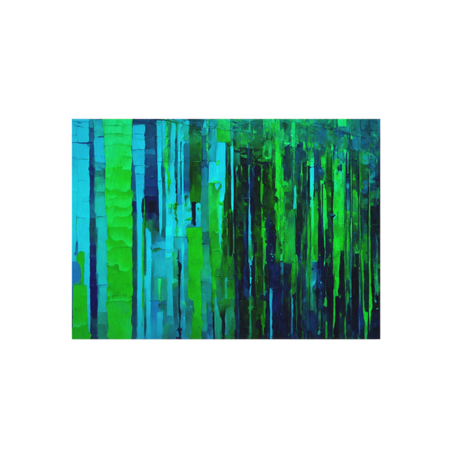 Striped Blue Green Outdoor Rug, 60" x 84"