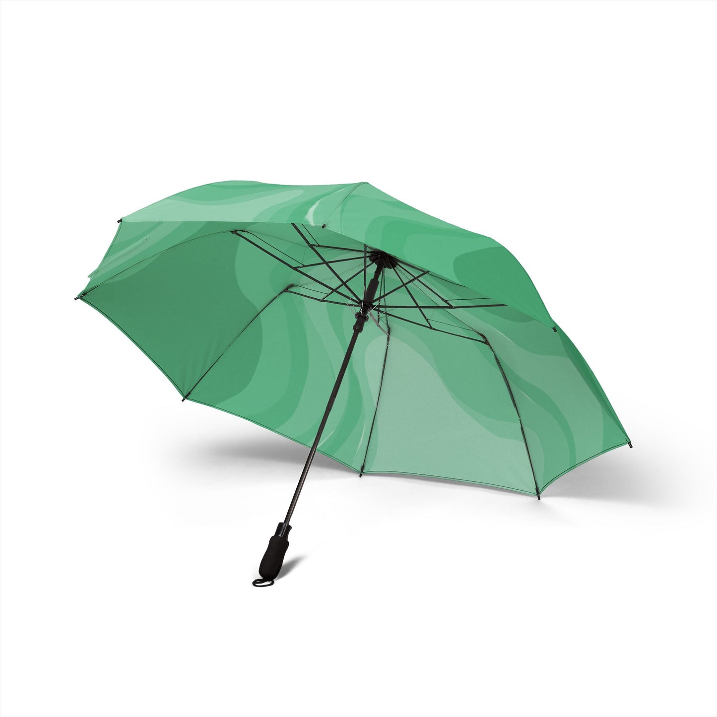 Mint Green Wavey Foldable Umbrella - Compact & Chic