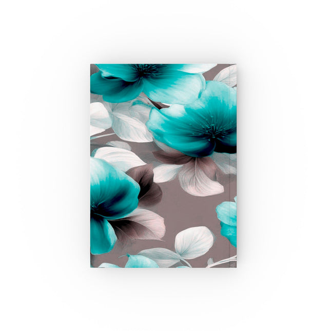 Tif Green Gray Floral Bunch Hard Backed Journal with 128 blank pages, 5.2" x 7.4"
