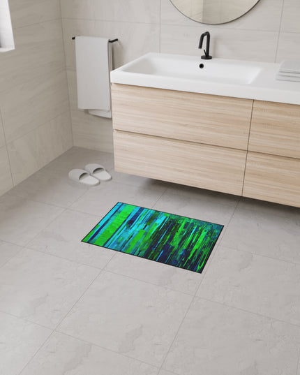 Striped Blue Green 18" x 27" Heavy Duty Floor Mat