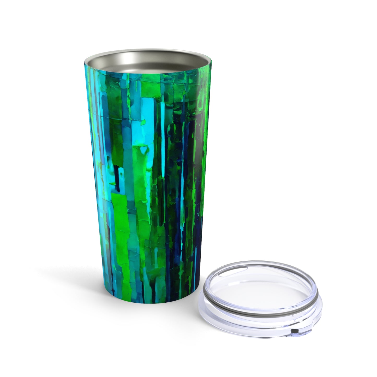 Striped Blue Green Tumbler 20oz