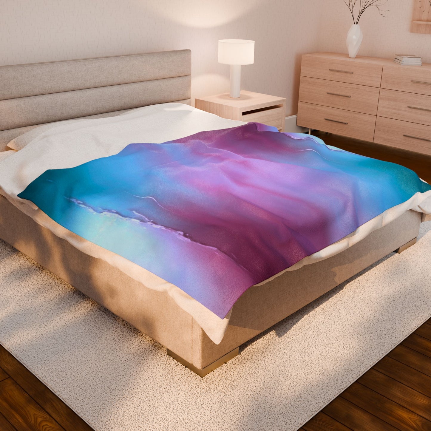 Wine Sea Blue Fog Velveteen Plush Blanket, 60" x 80"