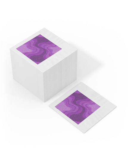 Wavey Purple Wavey White Coined Napkins, 6.5" x 6.5"