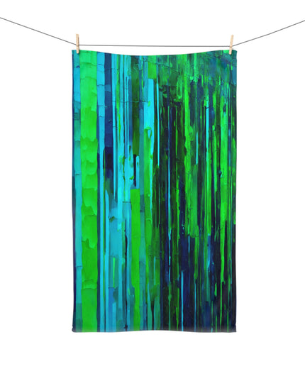 Striped Blue Green Hand Towel, 16" x 28"