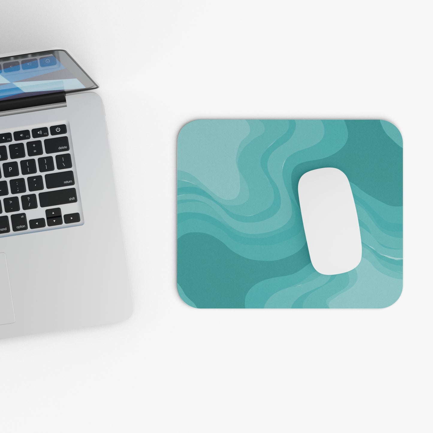 Tif Green Wavey Mouse Pad, 9" x 8" Rectangle
