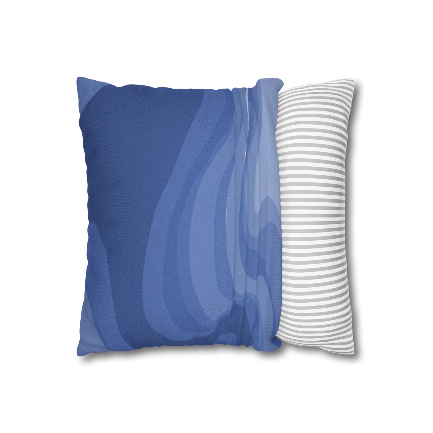 Deep Blue Wavey Spun Polyester Square Pillowcase, 14" x 14"