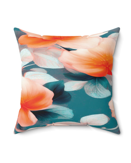 Orange Blossom Floral Bunch Faux Suede Square Pillow, 18" x 18"