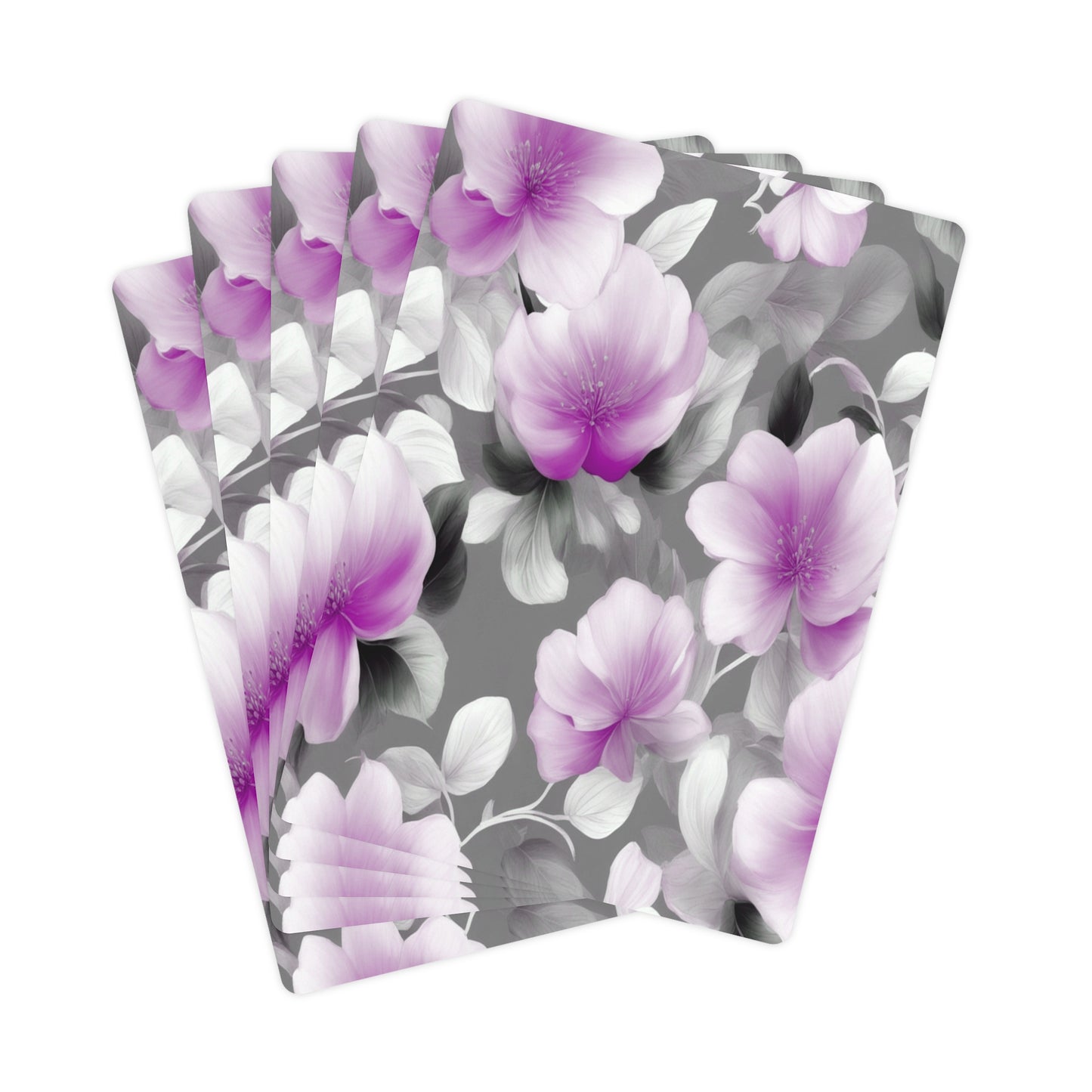 Purple Blossom Floral Bunch Poker Cards
