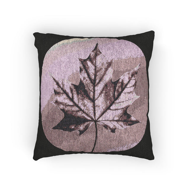 Magenta Maple Leaf Woven Pillow, 17" x 18"