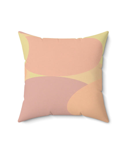 Pastel Hot Peach Patches 16" x 16" Faux Suede Square Pillow