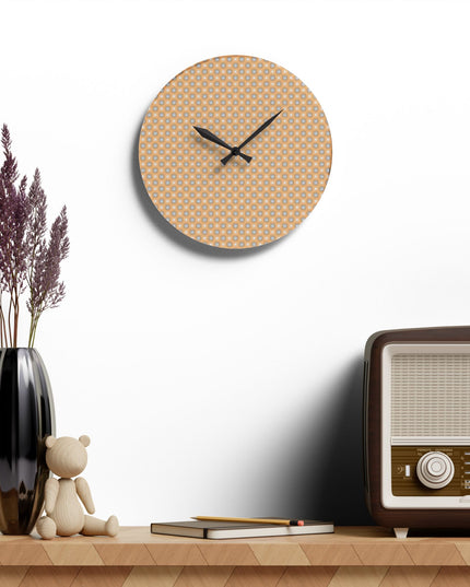 Tan Sunset Star-crossed Bodies Acrylic Wall Clock, Round or Square, 10.75" x 10.75"