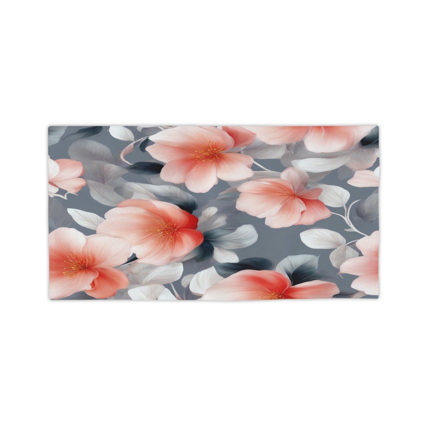 Red Blossom Floral Bunch Beach Towel, 24" x 44"