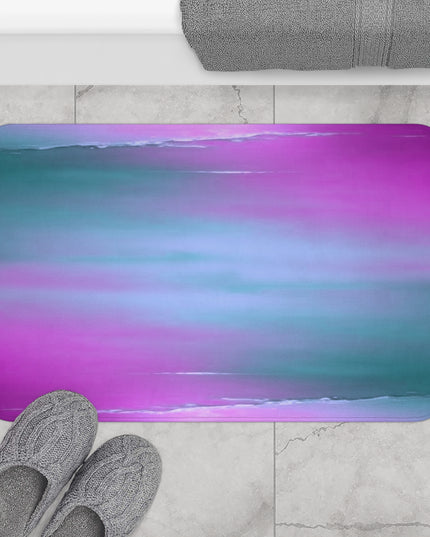 Dark Blue Green Sea Purple Fog 34" x 21" Bath Mat