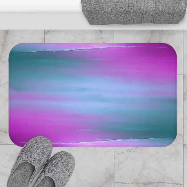 Dark Blue Green Sea Purple Fog 34" x 21" Bath Mat