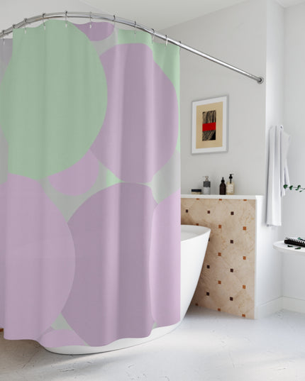 Pastel Lavender Purple and Soft Green Patches Shower Curtains, 71" x 74"