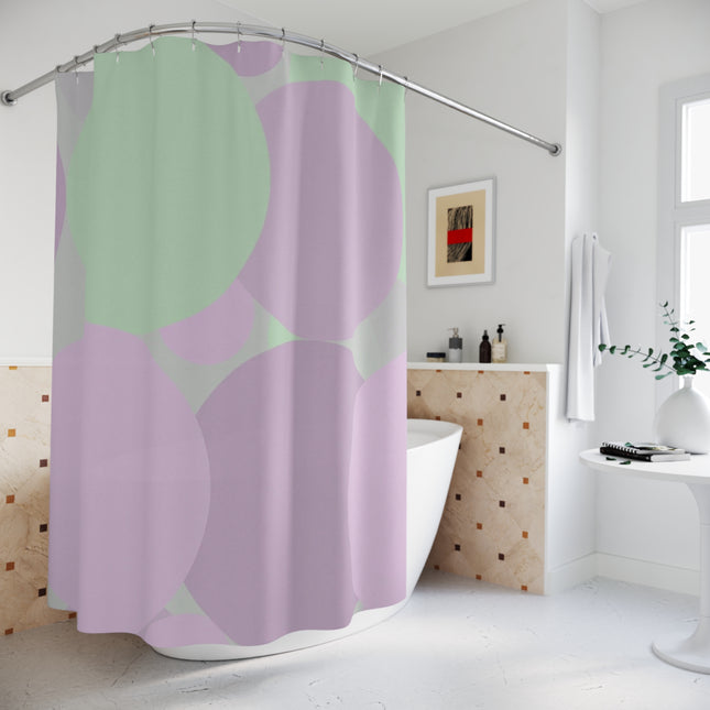 Pastel Lavender Purple and Soft Green Patches Shower Curtains, 71" x 74"
