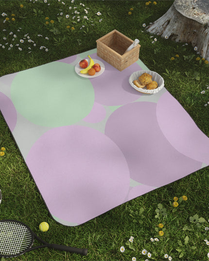 Pastel Lavender Purple and Soft Green Patches 61" × 51" Picnic Blanket