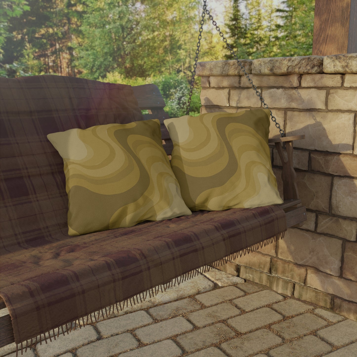 Brown Wavey 20" x 20" Outdoor Pillow