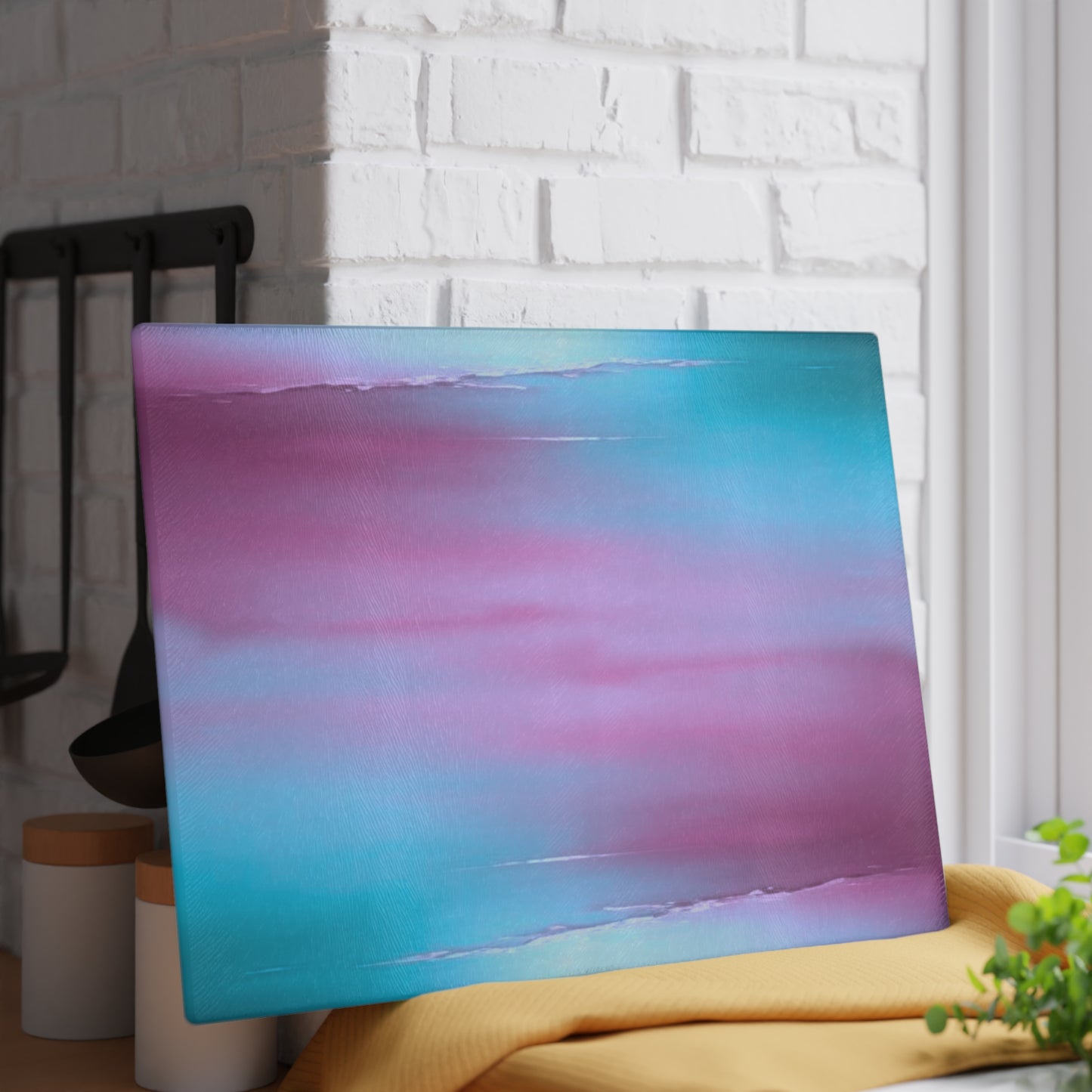 Wine Sea Blue Fog Glass Cutting Board, 11" x 15"