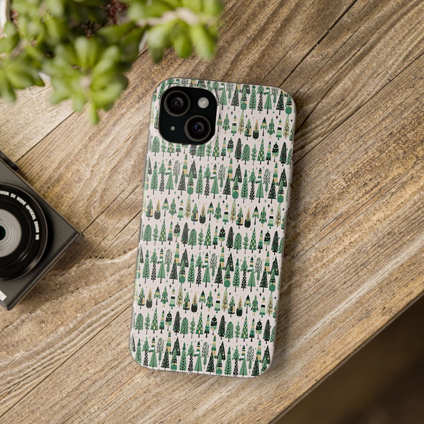 Mini Vintage Green Trees Iphone 15 Plus Flexi Case