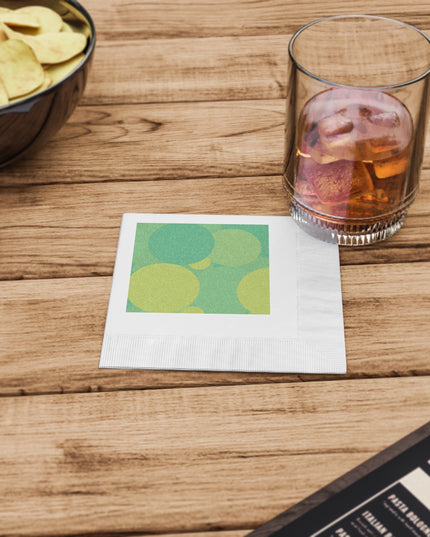 Pastel Green Patches White Coined Napkins, 4.8" x 4.8"