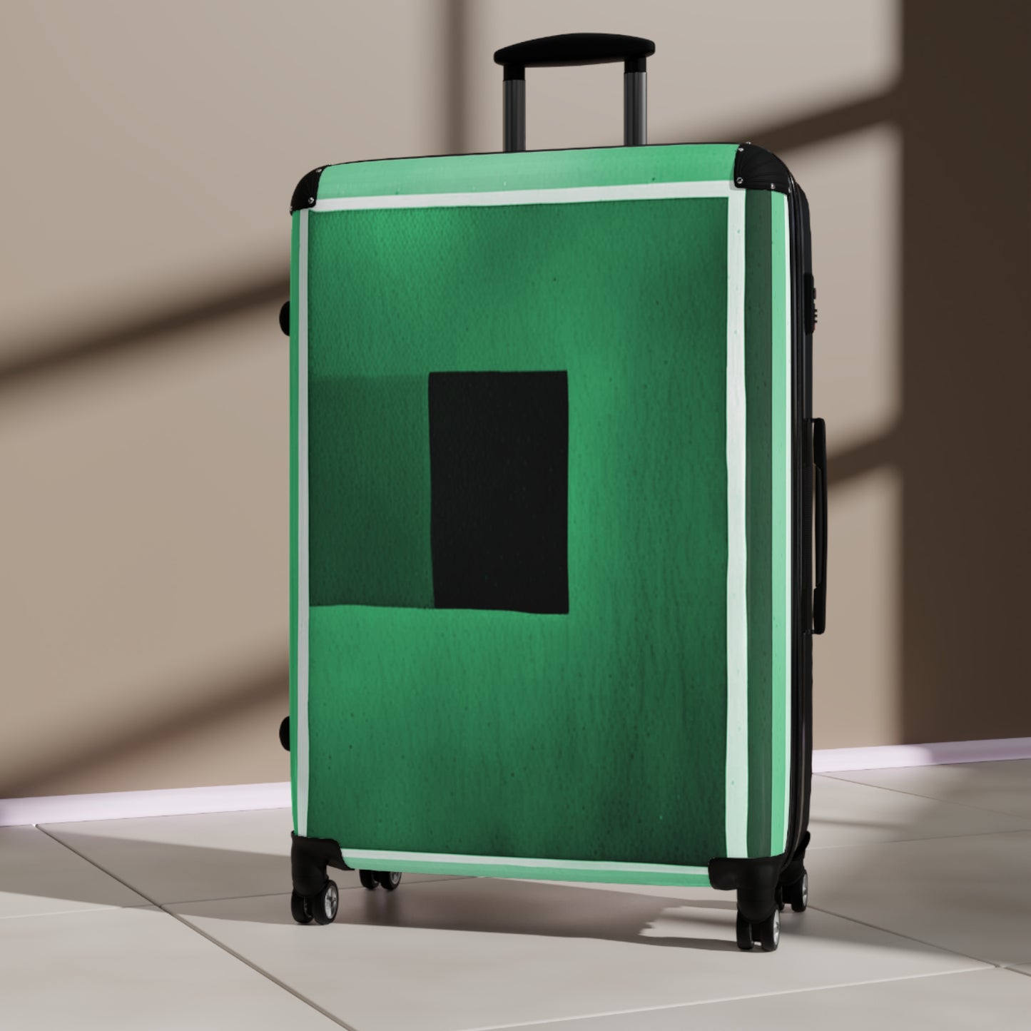 Mint Shadow Large Suitcase with built in lock, 4 double-wheels, telescopic handle, and ABS back hard-shell