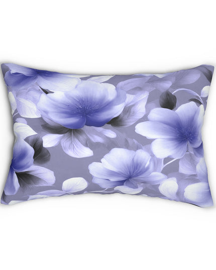 Indigo Blossom Floral Bunch Spun Polyester Lumbar Pillow, 20" x 14"