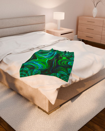Uzi Spiral Blue Green Velveteen Plush Blanket, 30" x 40"