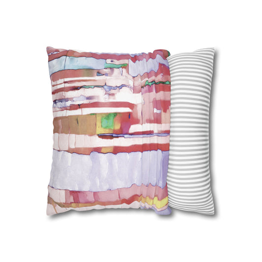 Striped Pastels Spun Polyester Square Pillowcase, 14" x 14"