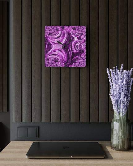 Uzi Spiral Powder Lavender Acrylic Wall Clock, Round or Square, 10.75" x 10.75"