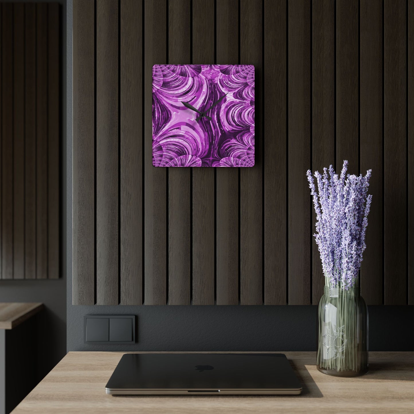 Uzi Spiral Powder Lavender Acrylic Wall Clock, Round or Square, 10.75" x 10.75"