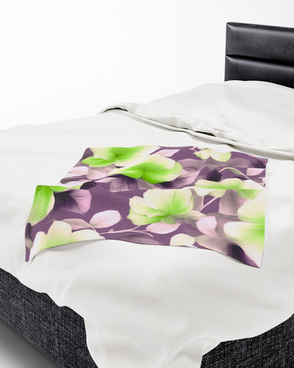 Lime Lavender Floral Bunch Velveteen Plush Blanket, 30" x 40"
