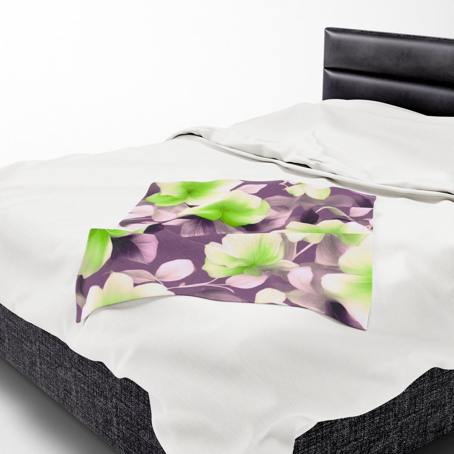 Lime Lavender Floral Bunch Velveteen Plush Blanket, 30" x 40"