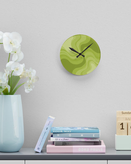 Lemon Wavey 8" x 8" Round Acrylic Wall Clock