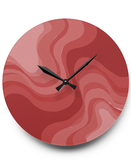 Power Red Wavey 10.75" x 10.75" Round or Square Acrylic Wall Clock