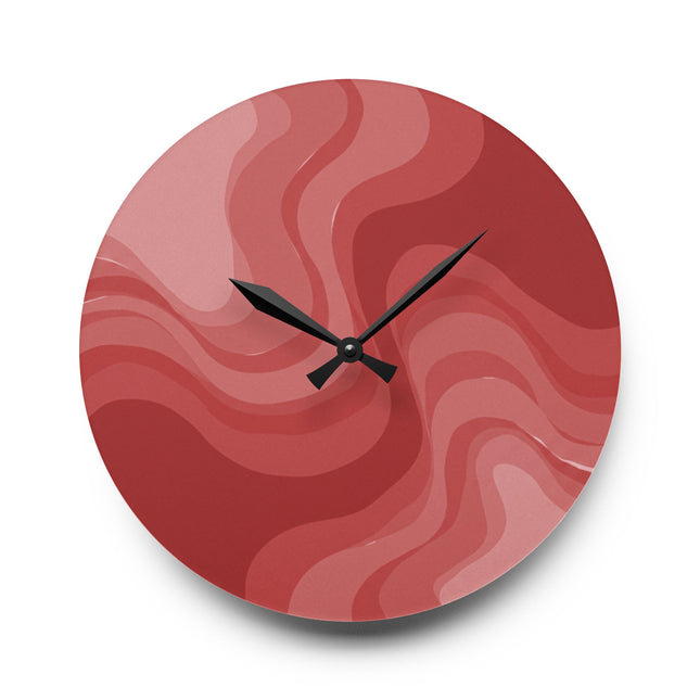 Power Red Wavey 10.75" x 10.75" Round or Square Acrylic Wall Clock