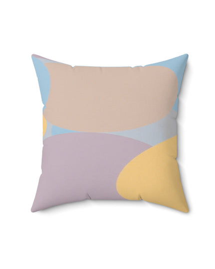 Pastel Baby Blue and Peach Patches 16" x 16" Faux Suede Square Pillow