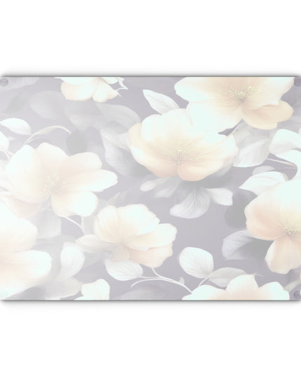 White Blush Floral Bunch Glass Cutting Board, 11" x 15"